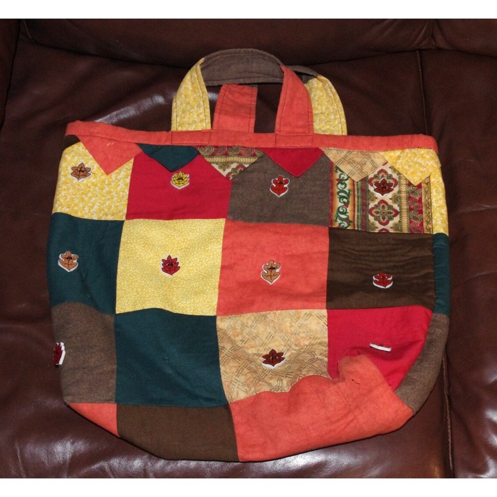 Handmade Fall Autumn theme patchwork‎ tote bag